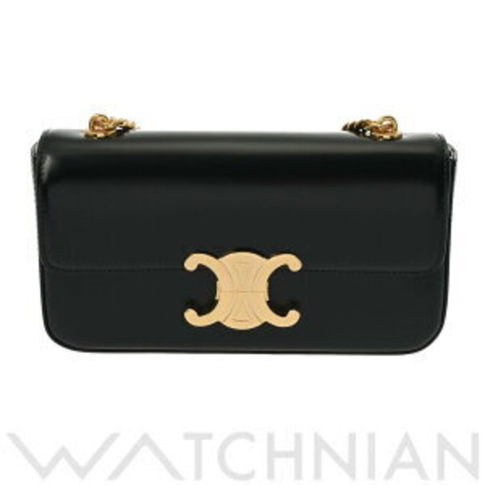 Celine Chain Shoulder Bag Claude Black Shiny Calf Leather
